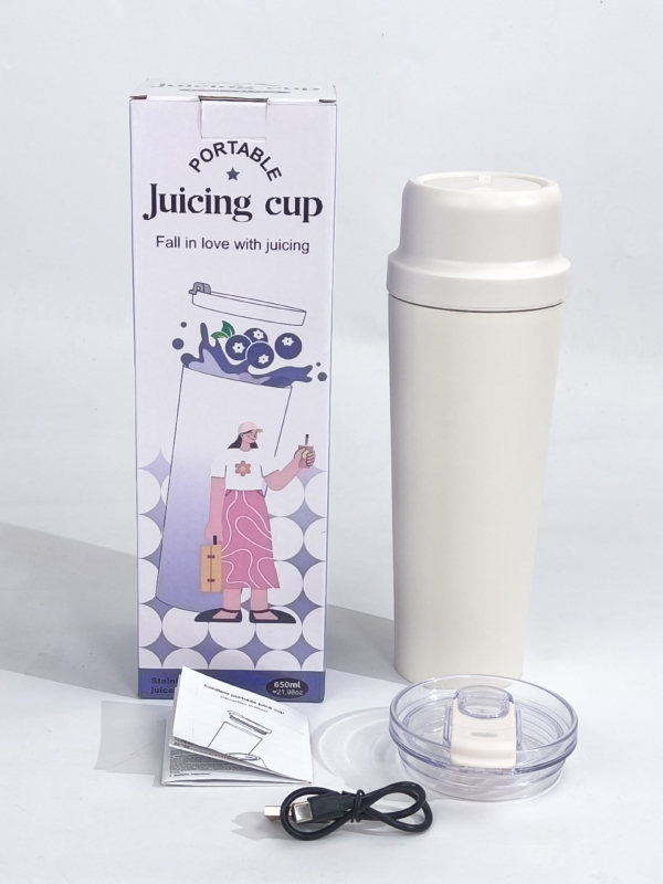 Beépített akkumulátorral rendelkező hordozható rozsdamentes acél gyümölcsprés, 60W, 22001 RPM+, 5+ pengével, belső tartály 304-es acélból, szigetelt