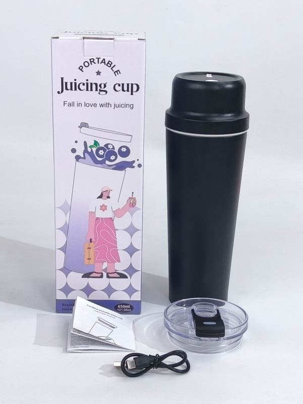 Beépített akkumulátorral rendelkező hordozható rozsdamentes acél gyümölcsprés, 60W, 22001 RPM+, 5+ pengével, belső tartály 304-es acélból, szigetelt