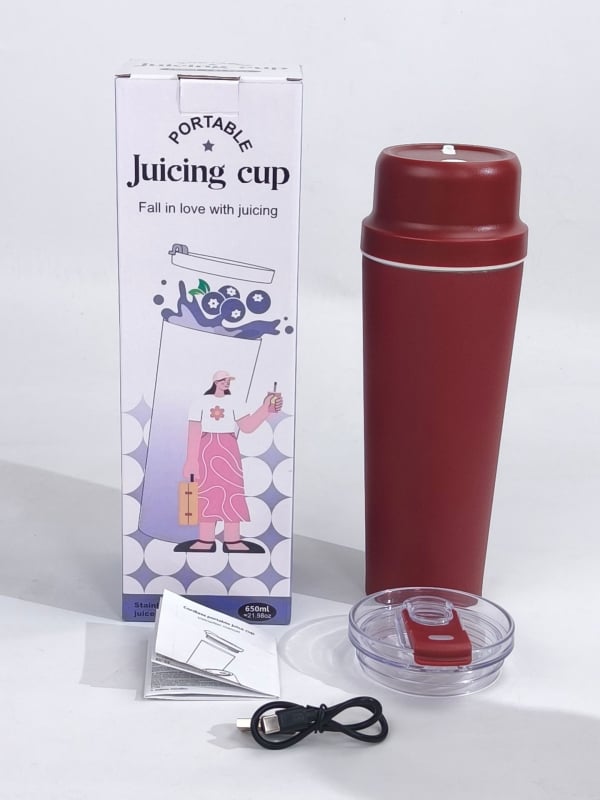 Beépített akkumulátorral rendelkező hordozható rozsdamentes acél gyümölcsprés, 60W, 22001 RPM+, 5+ pengével, belső tartály 304-es acélból, szigetelt