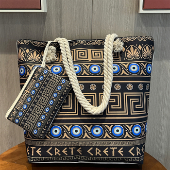 Socchi дамска чанта за плаж и пътуване с голям капацитет - полиестер - хоризонтална квадратна форма - цип - чанта с капак