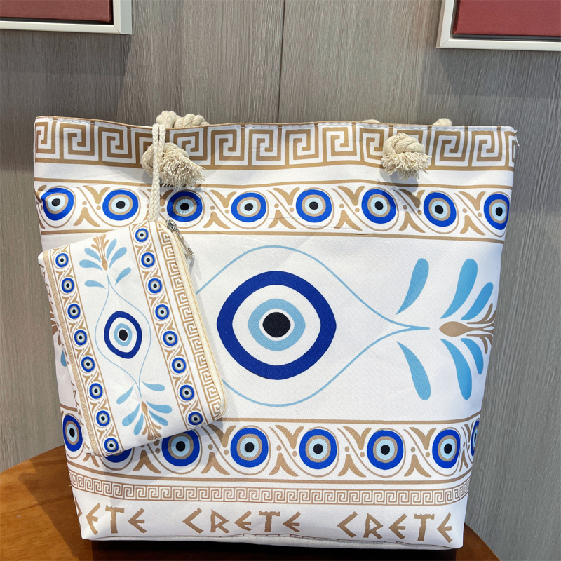 Socchi sieviešu pludmales un ceļojumu soma ar lielu ietilpību - poliesters - horizontāla kvadrāta forma - rāvējslēdzējs - ar vāku