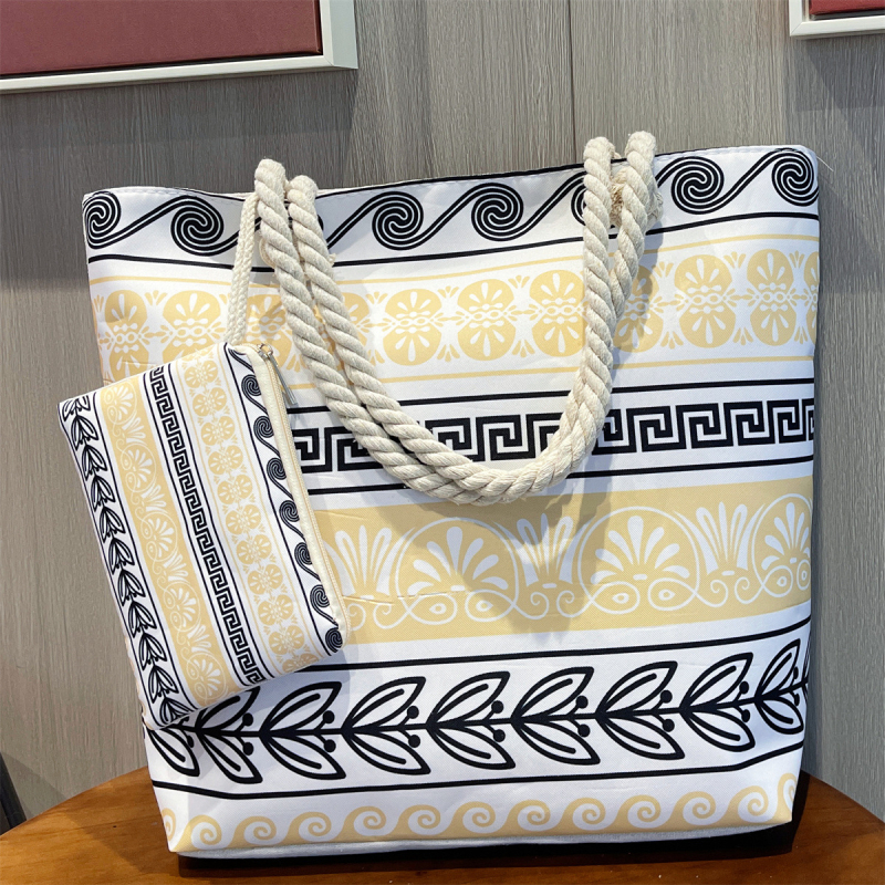 Socchi sieviešu pludmales un ceļojumu soma ar lielu ietilpību - poliesters - horizontāla kvadrāta forma - rāvējslēdzējs - ar vāku