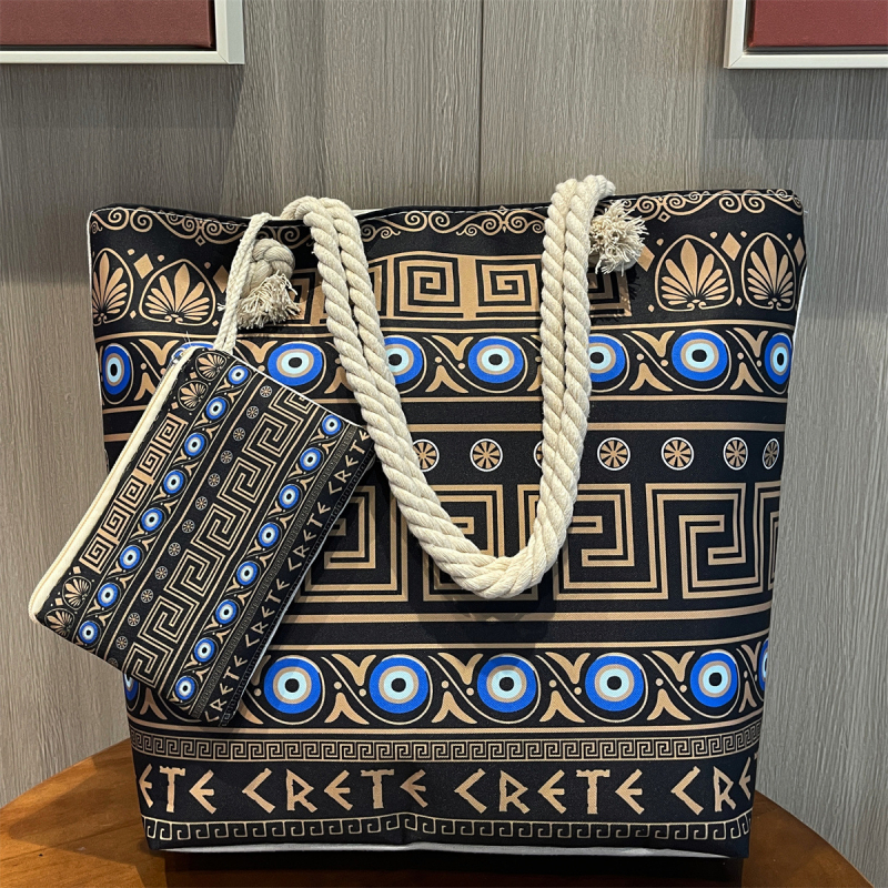 Socchi sieviešu pludmales un ceļojumu soma ar lielu ietilpību - poliesters - horizontāla kvadrāta forma - rāvējslēdzējs - ar vāku