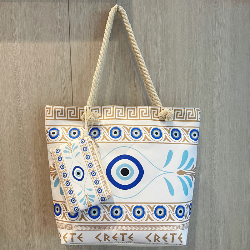 Socchi sieviešu pludmales un ceļojumu soma ar lielu ietilpību - poliesters - horizontāla kvadrāta forma - rāvējslēdzējs - ar vāku