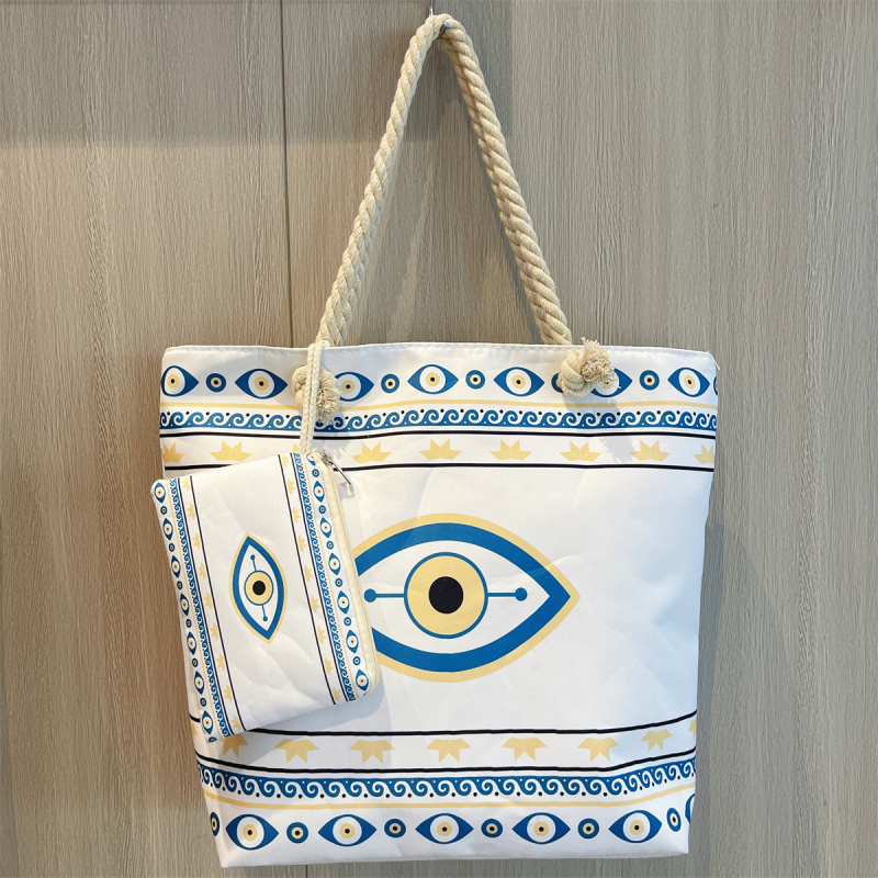 Socchi sieviešu pludmales un ceļojumu soma ar lielu ietilpību - poliesters - horizontāla kvadrāta forma - rāvējslēdzējs - ar vāku