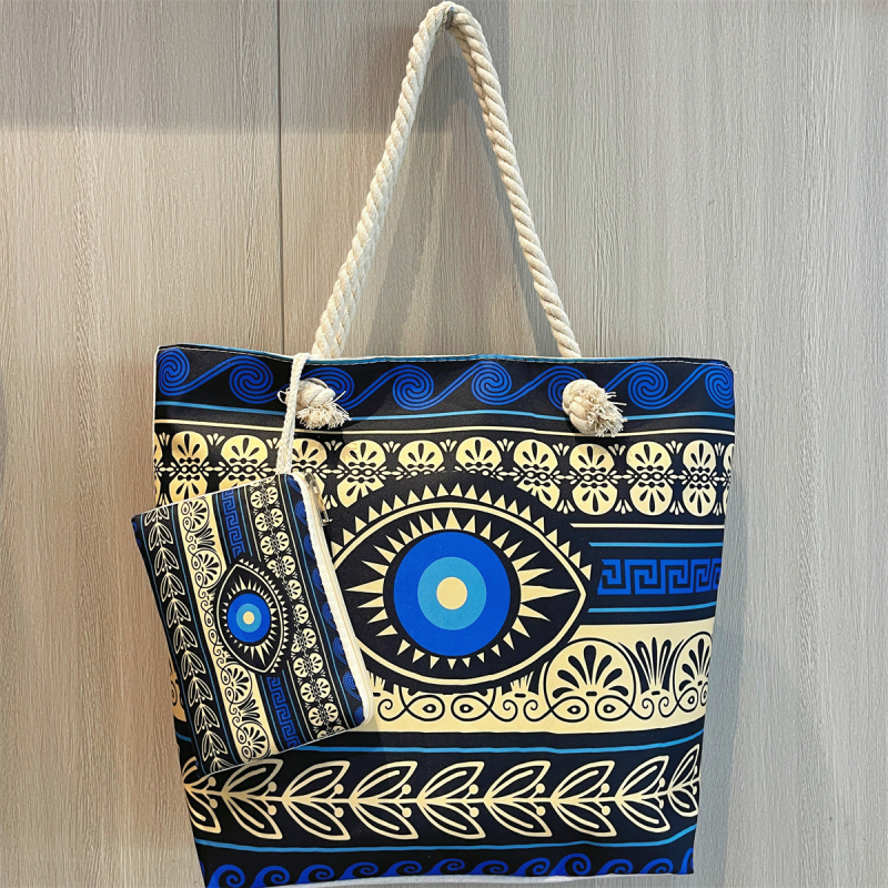 Socchi sieviešu pludmales un ceļojumu soma ar lielu ietilpību - poliesters - horizontāla kvadrāta forma - rāvējslēdzējs - ar vāku