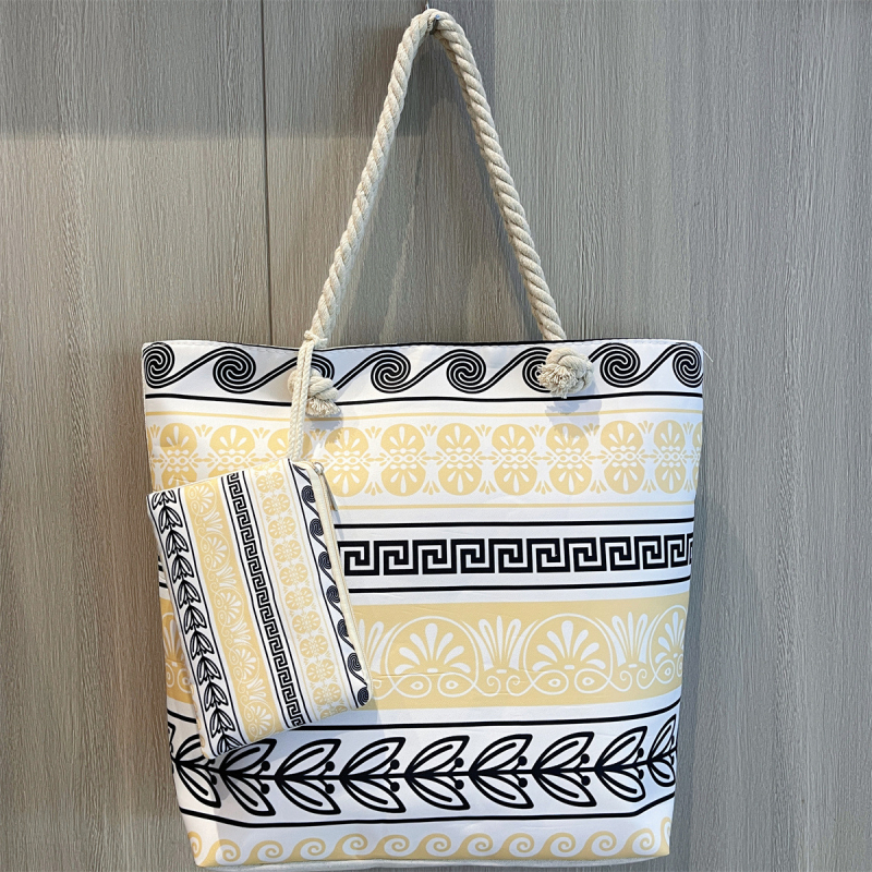 Socchi sieviešu pludmales un ceļojumu soma ar lielu ietilpību - poliesters - horizontāla kvadrāta forma - rāvējslēdzējs - ar vāku