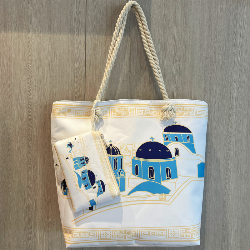 Socchi sieviešu pludmales un ceļojumu soma ar lielu ietilpību - poliesters - horizontāla kvadrāta forma - rāvējslēdzējs - ar vāku