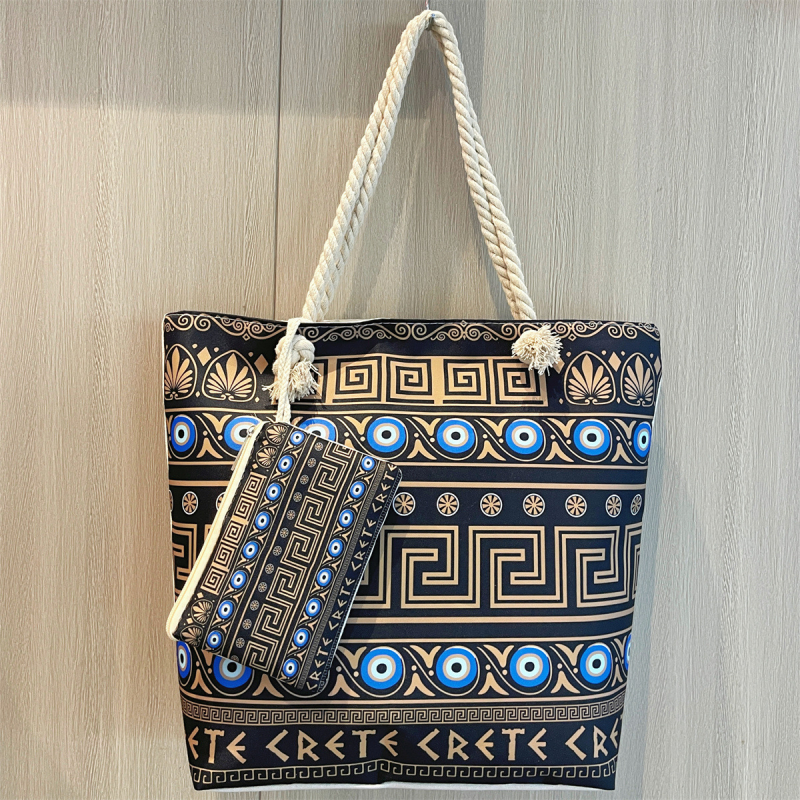 Socchi sieviešu pludmales un ceļojumu soma ar lielu ietilpību - poliesters - horizontāla kvadrāta forma - rāvējslēdzējs - ar vāku