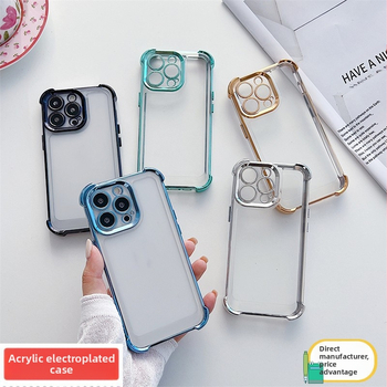 Калъф за iPhone, електроплатиран акрил TPU, защита на обектива с пълен обхват, антиотпечатък, за iPhone 11–14 Pro/Max