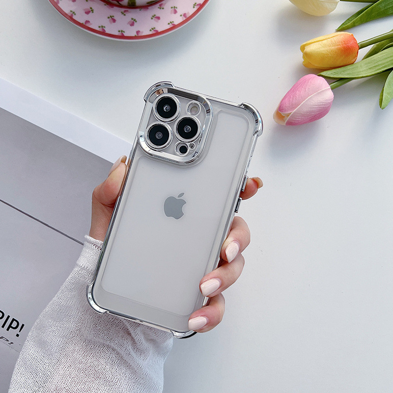 Калъф за iPhone, електроплатиран акрил TPU, защита на обектива с пълен обхват, антиотпечатък, за iPhone 11–14 Pro/Max