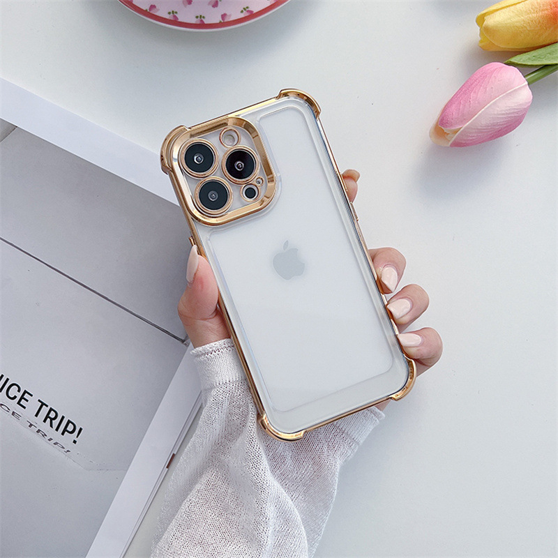 Калъф за iPhone, електроплатиран акрил TPU, защита на обектива с пълен обхват, антиотпечатък, за iPhone 11–14 Pro/Max