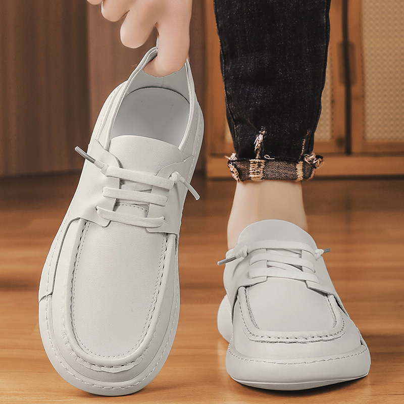 Vastag talpú férfi cipő - mindennapi viselet, mikroszálas felsőrész, gumírozott talp, kerek orr, alacsony sarok 1–3 cm