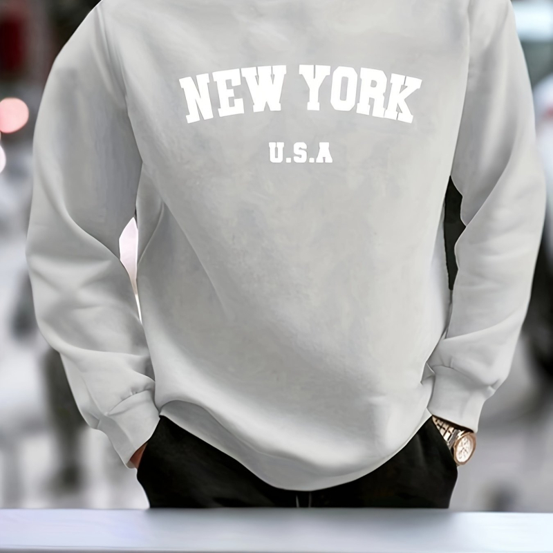 Φούτερ με κουκούλα με Γραφικό Νέας Υόρκης - Μακριά μανίκια, 96% πολυεστέρας, Σχέδιο με γράμματα, Άνοιξη 2025