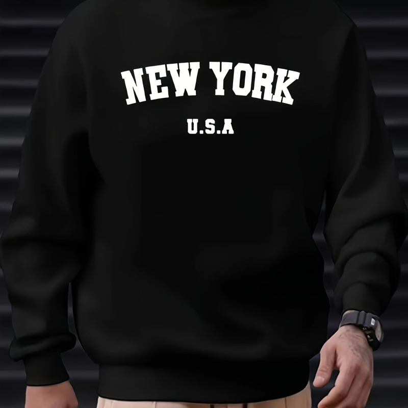 Φούτερ με κουκούλα με Γραφικό Νέας Υόρκης - Μακριά μανίκια, 96% πολυεστέρας, Σχέδιο με γράμματα, Άνοιξη 2025