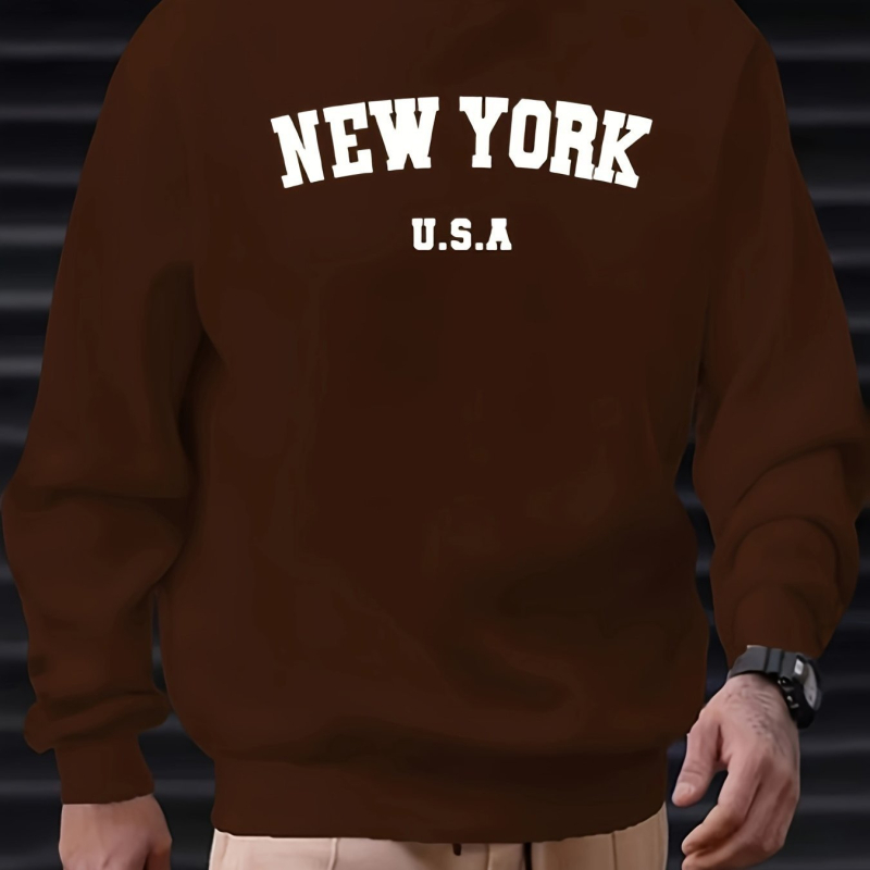 Φούτερ με κουκούλα με Γραφικό Νέας Υόρκης - Μακριά μανίκια, 96% πολυεστέρας, Σχέδιο με γράμματα, Άνοιξη 2025