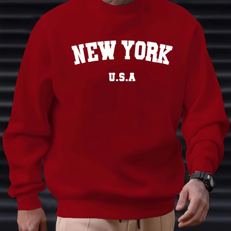 Φούτερ με κουκούλα με Γραφικό Νέας Υόρκης - Μακριά μανίκια, 96% πολυεστέρας, Σχέδιο με γράμματα, Άνοιξη 2025