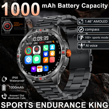 Έξυπνο ρολόι με 21+ ημερών ζωή μπαταρίας, οθόνη AMOLED, μέτρηση καρδιακού ρυθμού και οξυγόνου αίματος, κλήσεις μέσω Bluetooth, αδιάβροχο