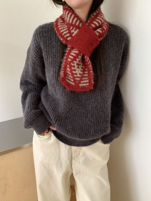 Φουλάρι από μαλλί-μίγμα, πλεκτό warp-knit, για χειμώνα, ζεστασιά, μινιμαλιστικό στυλ