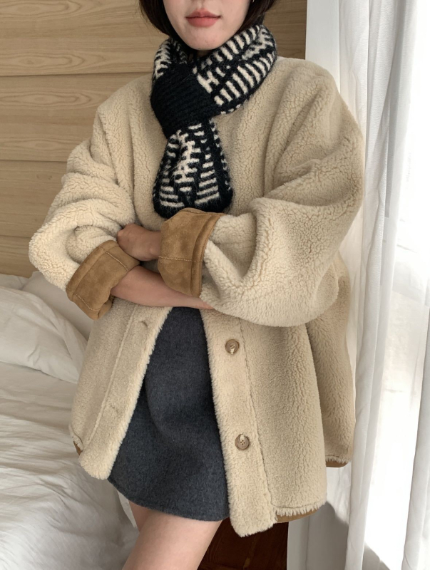 Φουλάρι από μαλλί-μίγμα, πλεκτό warp-knit, για χειμώνα, ζεστασιά, μινιμαλιστικό στυλ