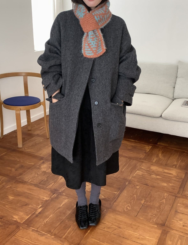 Φουλάρι από μαλλί-μίγμα, πλεκτό warp-knit, για χειμώνα, ζεστασιά, μινιμαλιστικό στυλ