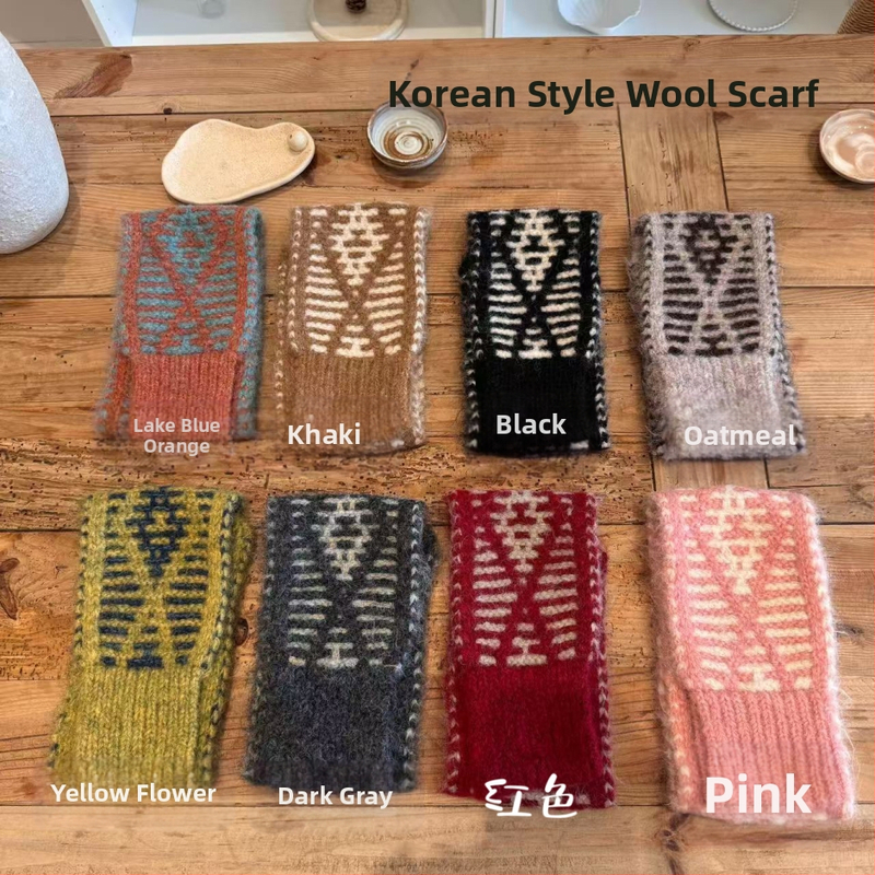 Φουλάρι από μαλλί-μίγμα, πλεκτό warp-knit, για χειμώνα, ζεστασιά, μινιμαλιστικό στυλ