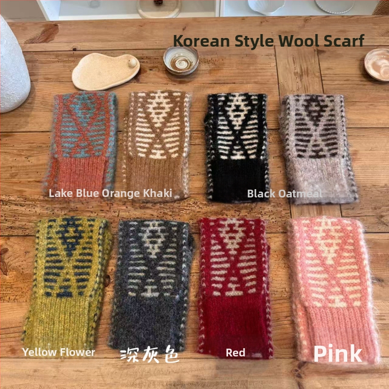 Φουλάρι από μαλλί-μίγμα, πλεκτό warp-knit, για χειμώνα, ζεστασιά, μινιμαλιστικό στυλ