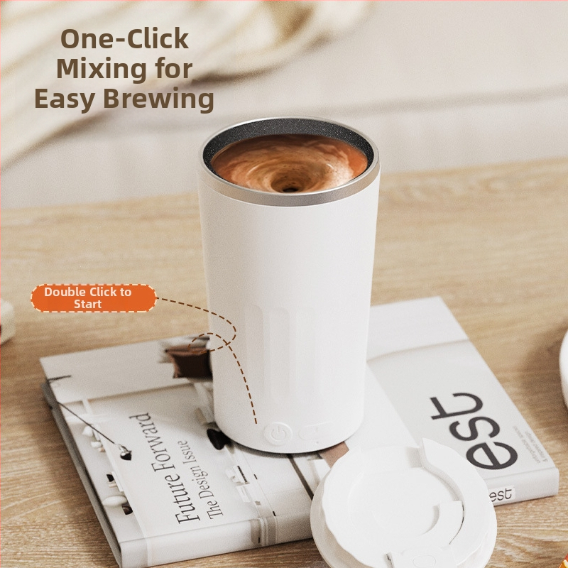 Nerezová oceľová šálka na kávu s automatickým miešaním a magnetom, nabíjateľná, prenosná, model MY-304, minimalistický dizajn