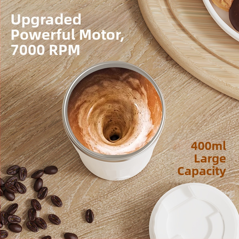 Nerezová oceľová šálka na kávu s automatickým miešaním a magnetom, nabíjateľná, prenosná, model MY-304, minimalistický dizajn