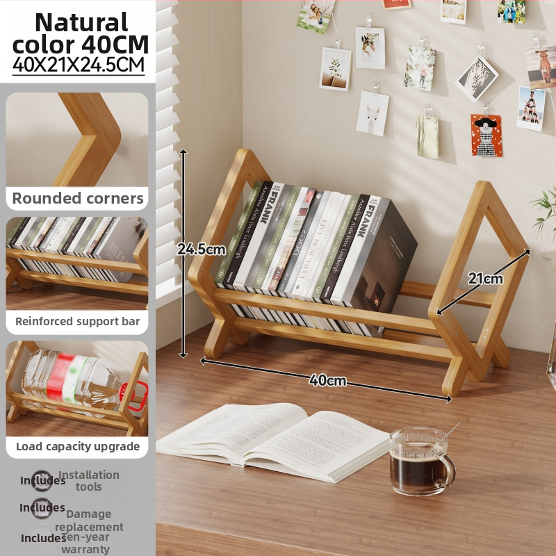 Stolni ormar za knjige, Nanmu bambus, moderni minimalistički stil, uredski organizator, Bambusova površina