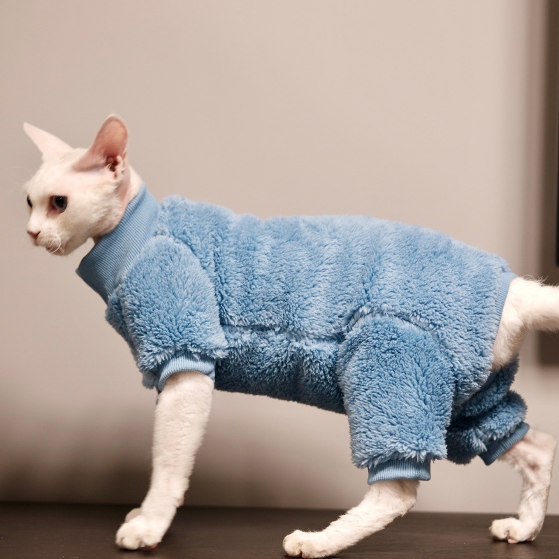 Odjeća za mačke sa četiri šape, zaštita trbuha, dvostrani baršun, poliester, ležernog stila, jesen-zima