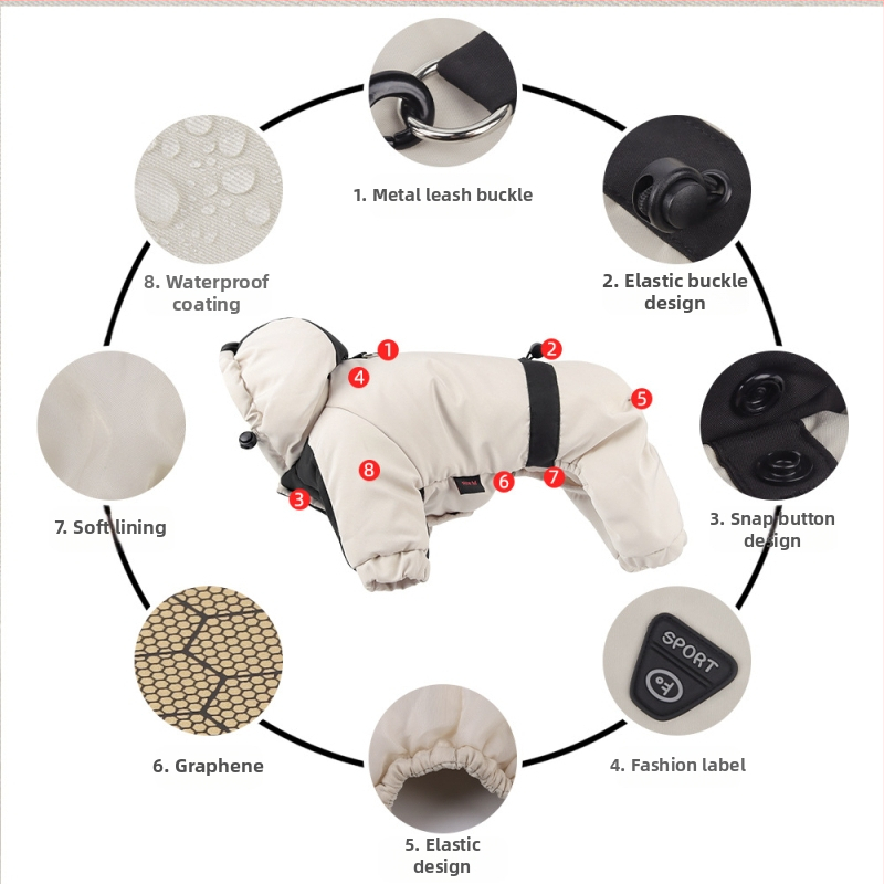 Oblečenie pre psa pre štyri nohy, polyesterový kabát, voľnočasový štýl, oblečenie pre domáce zvieratá