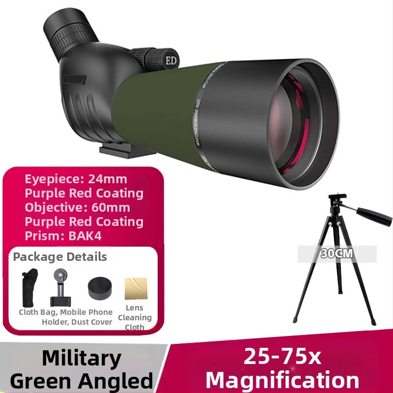 Telescoape monocular pentru observarea păsărilor 25-75X60, zoom fără trepte, vedere nocturnă, sticlă ED