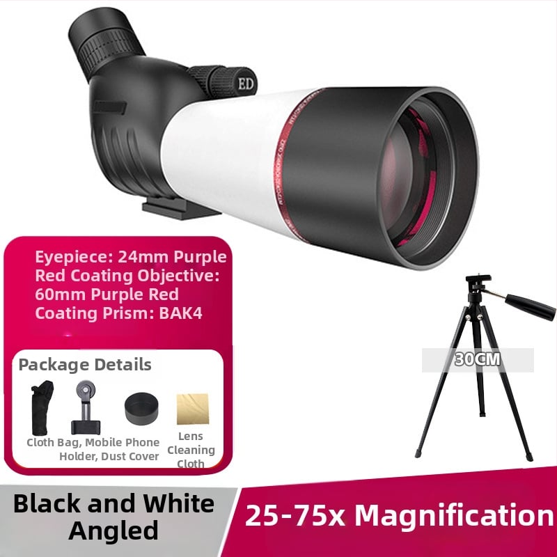 Telescoape monocular pentru observarea păsărilor 25-75X60, zoom fără trepte, vedere nocturnă, sticlă ED