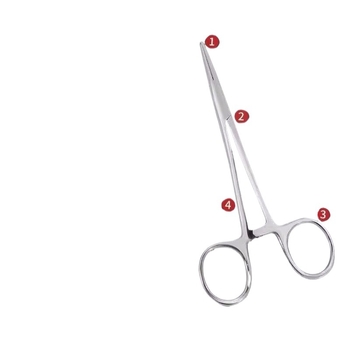 Rozsdamentes acél hemostaták tűfogóval, egyenes és görbült fejjel — Modell qwt-689