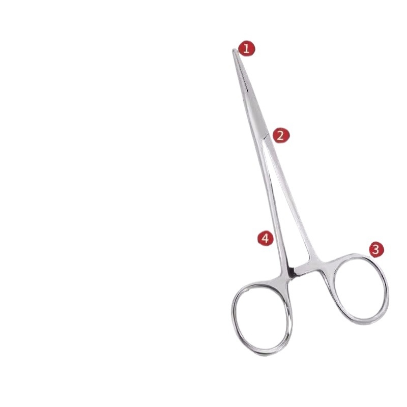 Rozsdamentes acél hemostaták tűfogóval, egyenes és görbült fejjel — Modell qwt-689