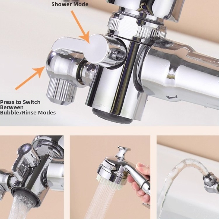 Set tuš glave s tri načina i gadget, bakar + ABS, elektroplakiranje, okretna montaža