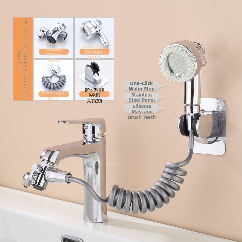 Set tuš glave s tri načina i gadget, bakar + ABS, elektroplakiranje, okretna montaža