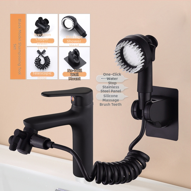 Set tuš glave s tri načina i gadget, bakar + ABS, elektroplakiranje, okretna montaža