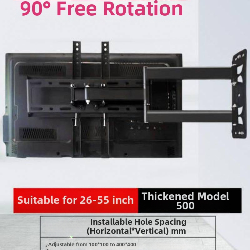 Qian Dun Zidni nosač za LCD TV – teleskopni rameni nosač s 90° nagibom, ručno upravljanje