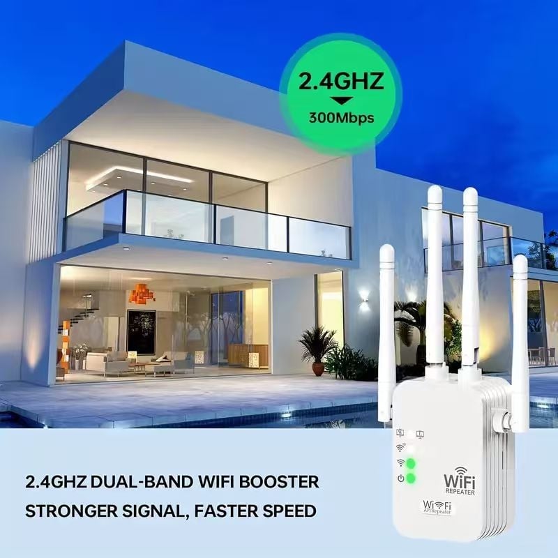 WiFi повторител, обхват 10 м, 802.11n, скорост 300m, захранване 100-240V