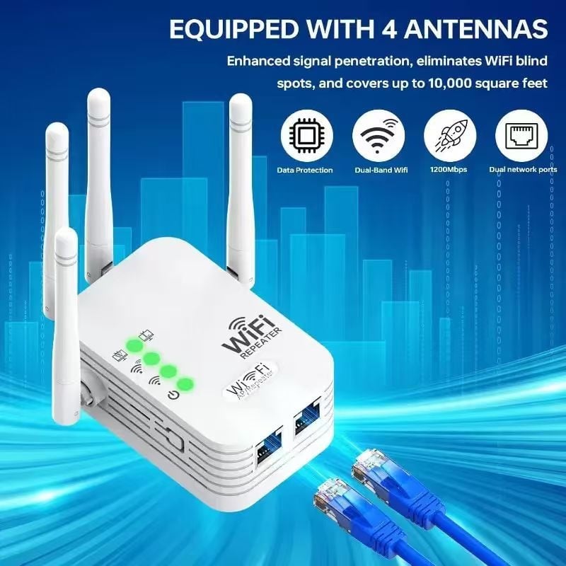 WiFi повторител, обхват 10 м, 802.11n, скорост 300m, захранване 100-240V