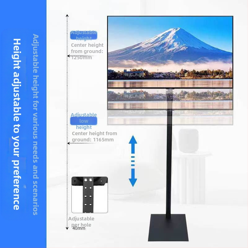 Подова подвижна стойка за LCD телевизор/монитор със въртяща се вертикална скоба