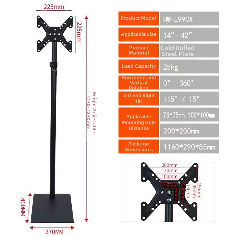 Prijenosni podni stalak za LCD TV/monitor s rotirajućim uspravnim nosačem
