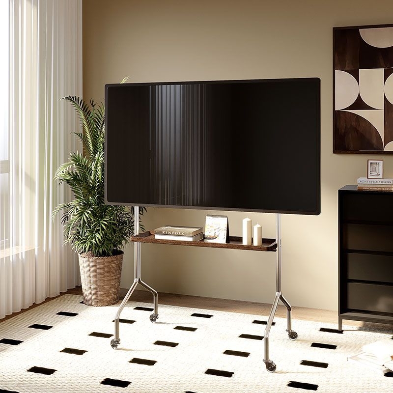 Stalak za TV na podu, pomični vertikalni metalni držač, ručno upravljanje, kompatibilan s ugradnjom na zid, nosivost 15 kg