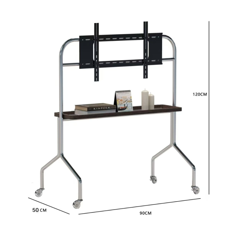 Stalak za TV na podu, pomični vertikalni metalni držač, ručno upravljanje, kompatibilan s ugradnjom na zid, nosivost 15 kg