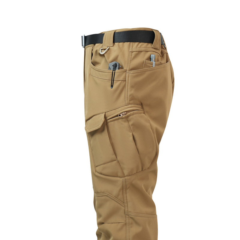 IX7 ojačane taktičke hlače za muškarce — Kamuflažni uzorak, Poliester, Vodootporne, Toplo, Zima/Jesen