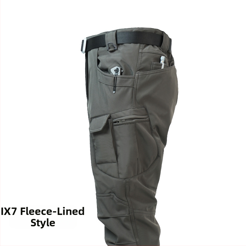 IX7 ojačane taktičke hlače za muškarce — Kamuflažni uzorak, Poliester, Vodootporne, Toplo, Zima/Jesen