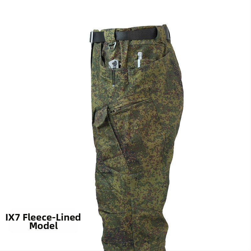 IX7 ojačane taktičke hlače za muškarce — Kamuflažni uzorak, Poliester, Vodootporne, Toplo, Zima/Jesen
