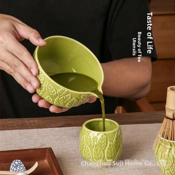 Κεραμικό μπολ για ματσα με επιφάνεια αιωρούμενης γλυπτικής – ρετρό και πολυτελές στυλ, premium ποιότητα, για 3 άτομα